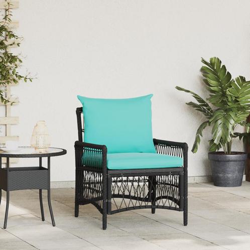 vidaXL Ligbed met Kussens Zwart 60x70x78 cm Poly Rattan, Tuin en Terras, Tuinstoelen, Nieuw, Verzenden