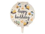 Happy Birthday Helium Ballon Bouwvoertuigen Leeg 45cm, Hobby en Vrije tijd, Nieuw, Verzenden
