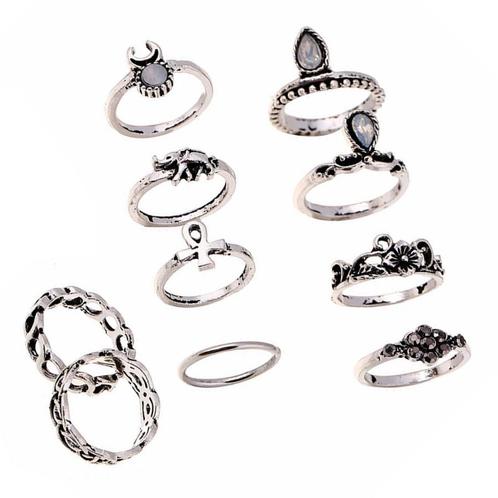 Fako Bijoux® - Bohemian Stijl Ringenset - Maja - 10-Delig -, Handtassen en Accessoires, Ringen, Verzenden
