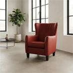 Leren fauteuil Hug - Toledo Red (rood) - Poten hout zwart, Huis en Inrichting, Fauteuils, Nieuw, Ophalen of Verzenden, 75 tot 100 cm
