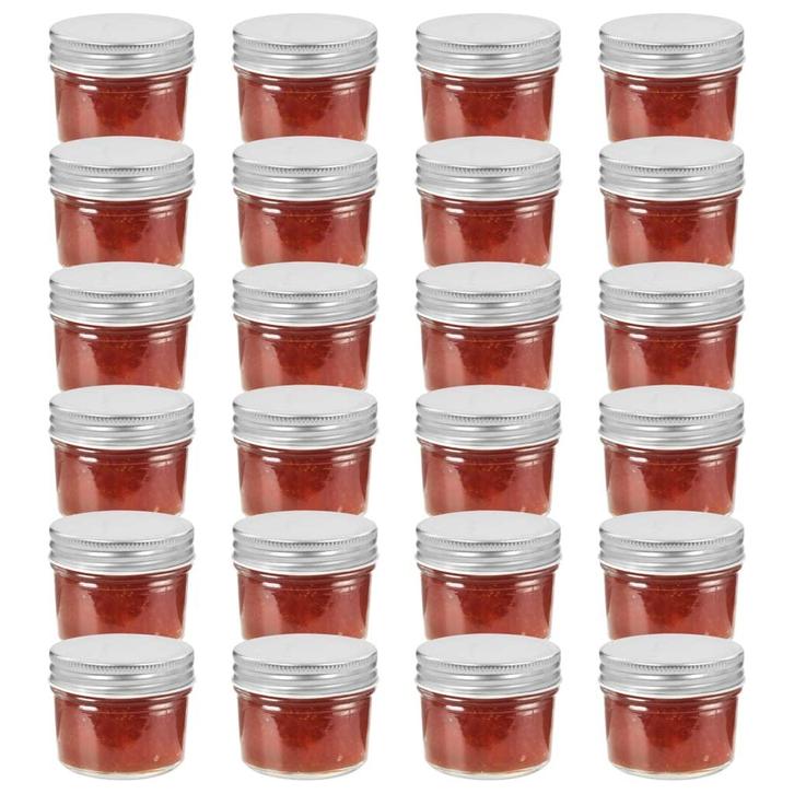 vidaXL Jampotten met zilverkleurige deksels 24 st 110 ml, Huis en Inrichting, Keuken | Potten en Pannen, Nieuw, Verzenden