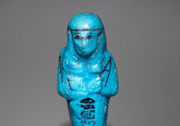 Oud-Egyptisch Faience Shabti voor de opzichter van de, Verzamelen, Mineralen en Fossielen