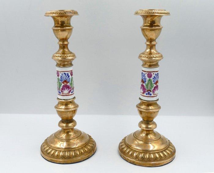 Bougeoir (2) - Laiton, Porcelaine, Antiquités & Art, Antiquités | Autres Antiquités