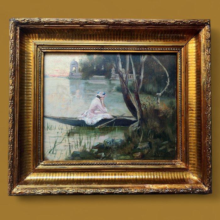 Emilio Sala Francés (1850-1910) - La joven de la barca, Antiek en Kunst, Kunst | Schilderijen | Klassiek