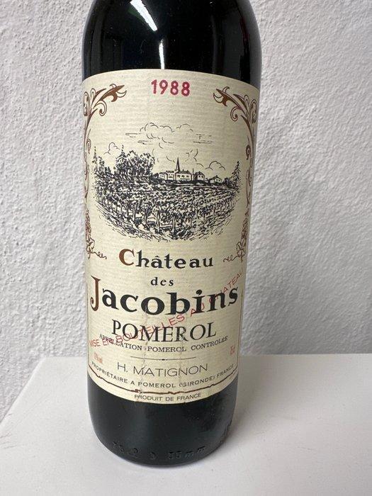 1988 Chateau des Jacobins - Pomerol - 3 Bouteilles (0,75 L), Verzamelen, Wijnen