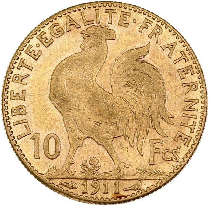 3,22 grams - Goud .900 - 10 Francs 1911 Marianne Coq, Postzegels en Munten, Edelmetalen en Baren