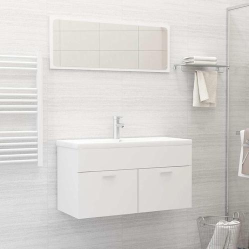 vidaXL 2-delige Badkamermeubelset bewerkt hout wit, Huis en Inrichting, Badkamer | Badkamermeubels, Nieuw, Verzenden