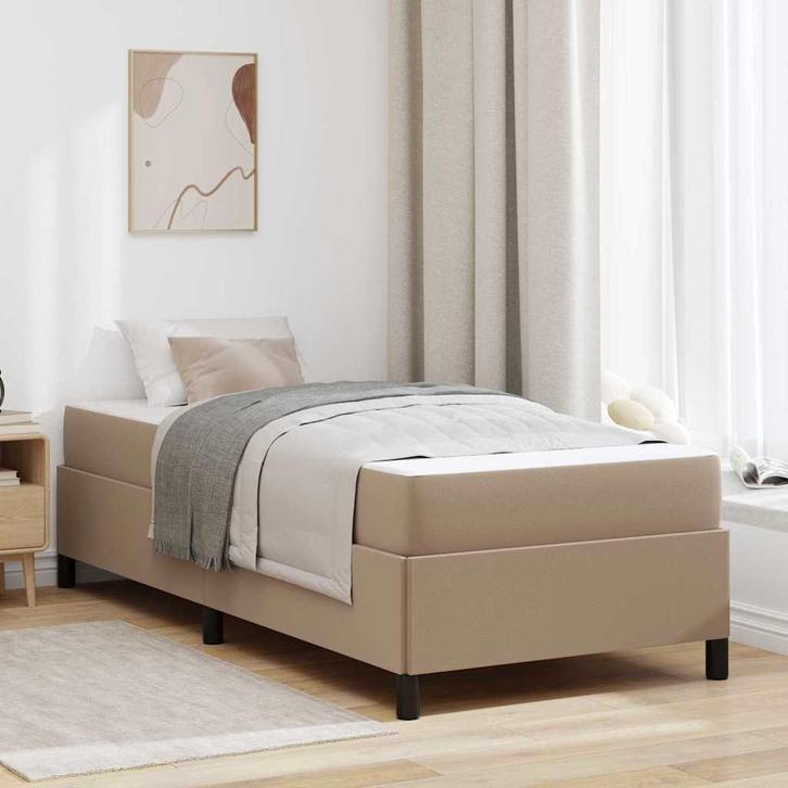 vidaXL Bedframe met matras Cappuccino 80 x 200 cm Stof, Maison & Meubles, Chambre à coucher | Lits, Envoi
