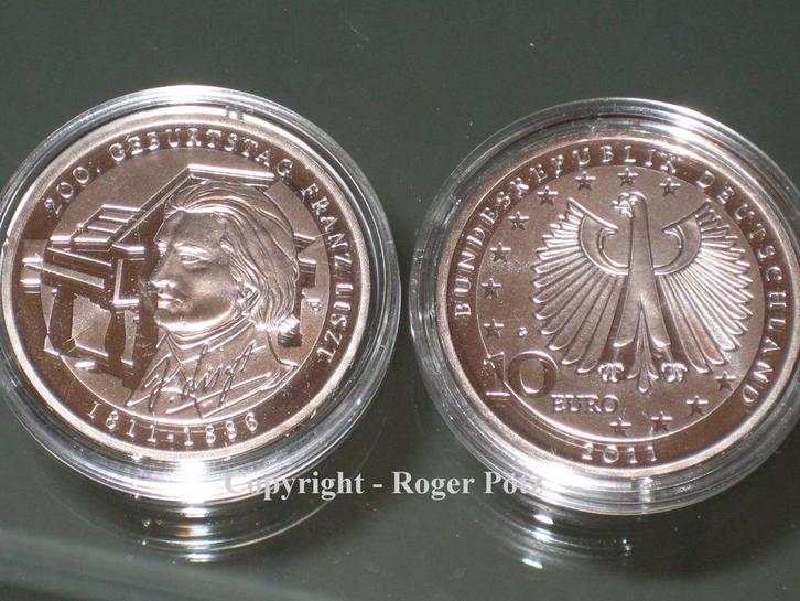 Brd 10 Euro 2011 Franz Liszt zilver Pp Spiegelglanz zilver, Postzegels en Munten, Munten | Europa | Euromunten, België, Verzenden