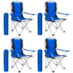 tectake Kampeerstoel bekleed - blauw, Set van 4, Caravans en Kamperen, Verzenden, Nieuw