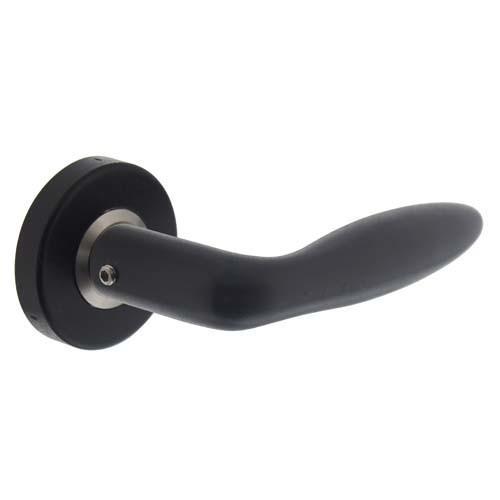 Intersteel deurklink Jupiter op ronde rozet rvs/mat zwart, Doe-het-zelf en Bouw, Hang- en Sluitwerk, Klink of Kruk, Nieuw, Overige materialen