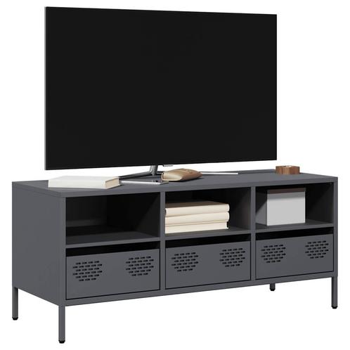 vidaXL Meuble TV anthracite 101,5x39x43,5 cm acier, Maison & Meubles, Armoires | Mobilier de télévision, Neuf, Envoi