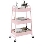 vidaXL Opbergtrolley 3-laags roze 42x41,5x77 cm staal, Doe-het-zelf en Bouw, Gereedschap | Handgereedschap, Verzenden, Nieuw
