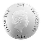 Niue. 2 Dollars 2021 1 oz Niue $2 NZD Bitcoin Silver Coin BU, Postzegels en Munten