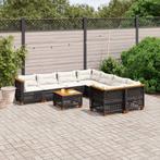 vidaXL 9-delige Loungeset met kussens poly rattan zwart, Tuin en Terras, Verzenden, Nieuw, Loungeset