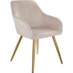 tectake Eetkamerstoel Marilyn fluweellook, gouden poten - ta, Huis en Inrichting, Stoelen, Verzenden, Nieuw