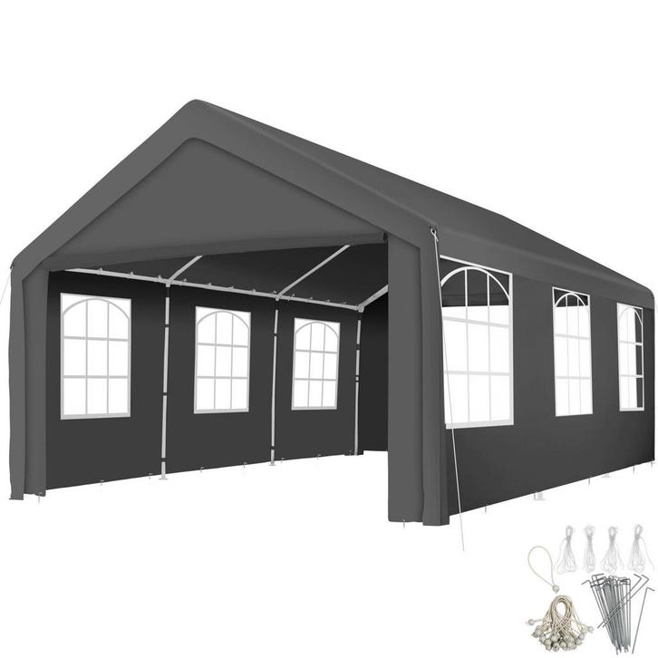 tectake Tuinpaviljoen 6x4m met 4 zijwanden - grijs, Jardin & Terrasse, Tonnelles, Envoi