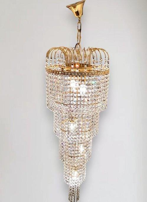 Plafondlamp - Brons, Kristal, Antiek en Kunst, Antiek | Verlichting