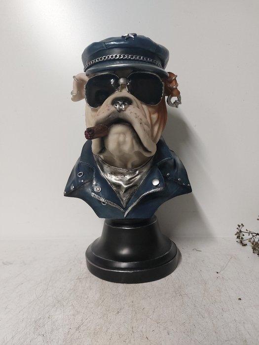 Beeld, English bulldog biker blue - 36 cm - hoogwaardig, Antiek en Kunst, Curiosa en Brocante