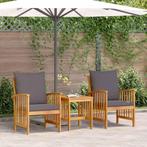 vidaXL Tuinbank Set met kussen 3 pcs Bruin Massief, Tuin en Terras, Verzenden, Nieuw