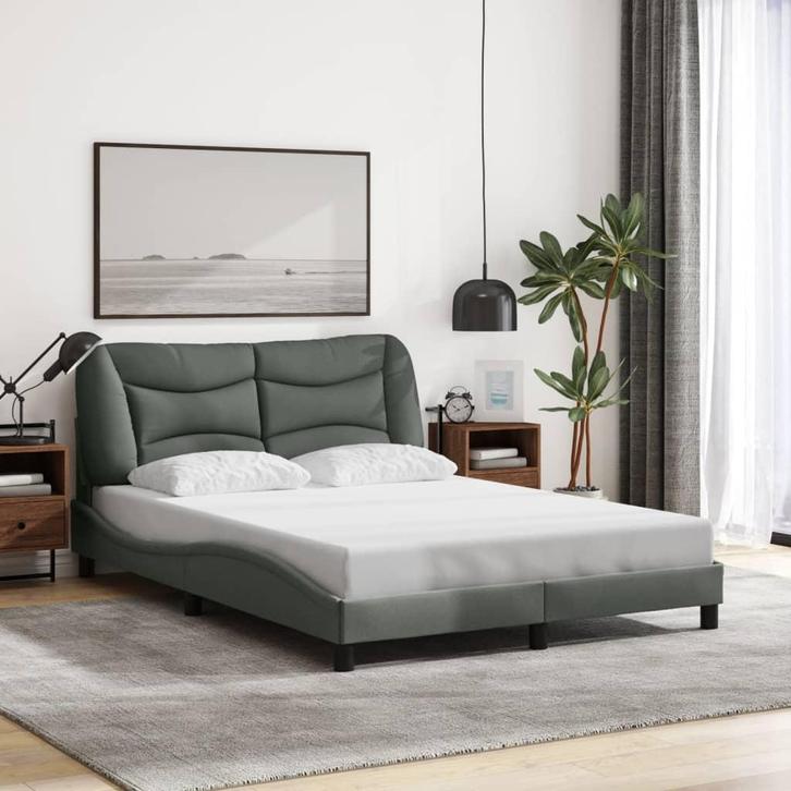 vidaXL Bedframe met LED zonder matras Hvar 120x200 cm stof, Huis en Inrichting, Slaapkamer | Bedden, Nieuw, Verzenden
