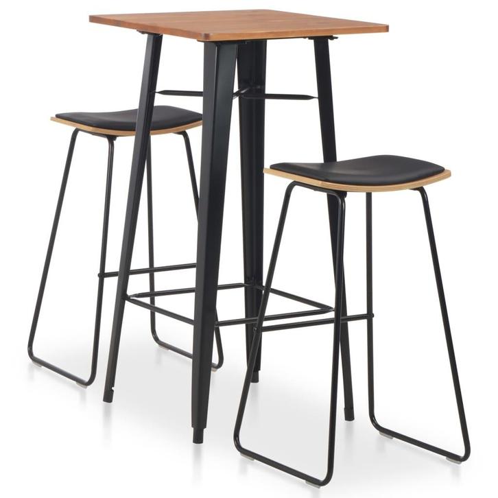 vidaXL 3-delige Barset staal zwart, Huis en Inrichting, Complete eetkamers, Nieuw, Verzenden