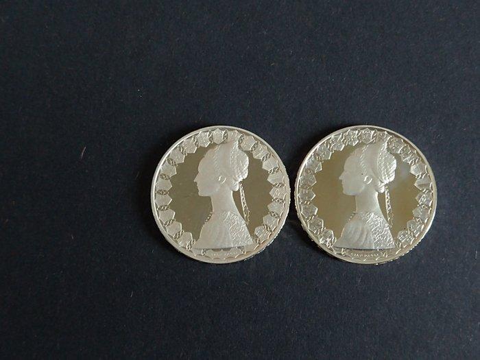 Italië 500 lire 2 munten Caravelle 1989/1994 Proof-uitgave., Postzegels en Munten, Munten | Europa | Niet-Euromunten