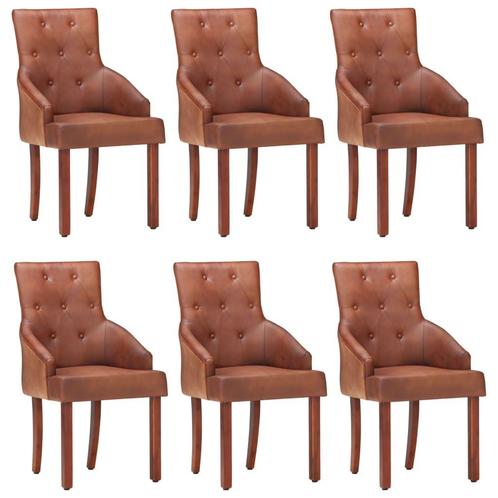 vidaXL Chaises Ã  manger lot de 6 marron cuir de chÃ¨vre, Maison & Meubles, Chaises, Neuf, Envoi