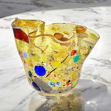 Filippo Maso - Vase -  Fazzoletto ambre avec feuille
