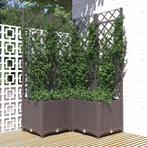vidaXL Plantenbak met latwerk 80x80x136 cm polypropeen bruin, Tuin en Terras, Verzenden, Nieuw