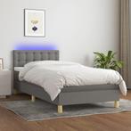 vidaXL Boxspring met matras en LED stof donkergrijs 90x200, Huis en Inrichting, Verzenden, Nieuw