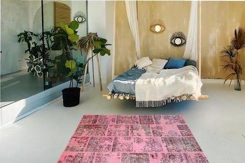 Roze patchwork - Vloerkleed - 230 cm - 160 cm - met, Antiek en Kunst, Kunst | Designobjecten