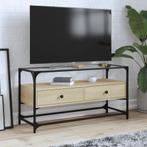 vidaXL Tv-meubel met glazen blad 98x35x51 cm bewerkt hout, Huis en Inrichting, Kasten |Televisiemeubels, Verzenden, Nieuw