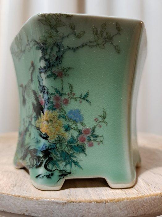 Bonsai schaal - 9,5x9,5x8,5cm - geglazuurd - Hoogte (boom):, Antiek en Kunst, Curiosa en Brocante