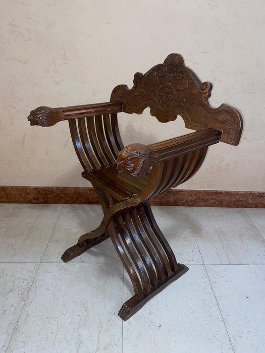 Chaise - Bois - Vintage savonarola, Antiek en Kunst, Curiosa en Brocante