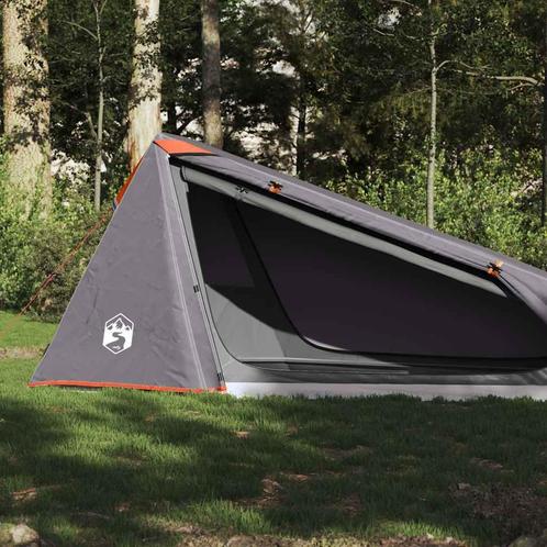 vidaXL Tunneltent 1-persoons waterdicht grijs en oranje, Caravans en Kamperen, Tenten, Nieuw, Verzenden