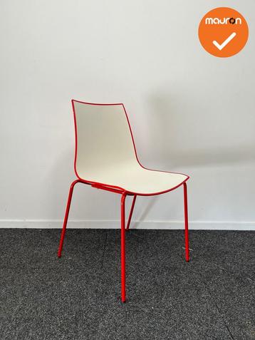 Designstoel - Pedrali 3D - 4-poots stoel - Wit met rode pote beschikbaar voor biedingen