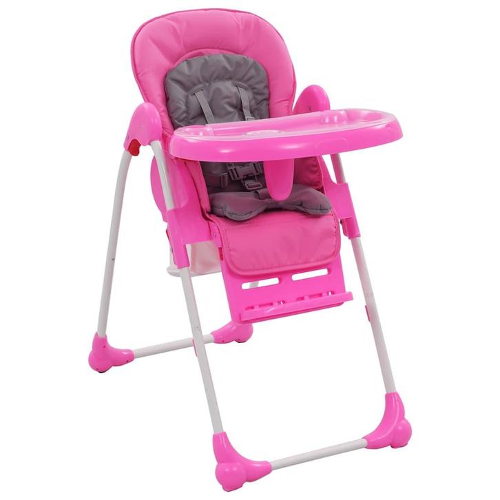 vidaXL Kinderstoel hoog roze en grijs, Kinderen en Baby's, Kinderstoelen, Nieuw, Verzenden