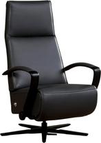 Donkergrijze leren industriële relaxfauteuil - staal zwart, Huis en Inrichting, Nieuw, Ophalen of Verzenden, 50 tot 75 cm, Leer