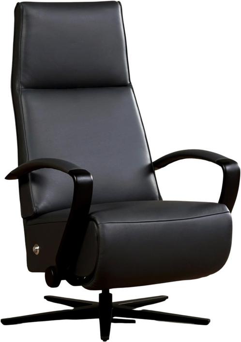 Donkergrijze leren industriële relaxfauteuil - staal zwart, Huis en Inrichting, Fauteuils, 75 tot 100 cm, Nieuw, 50 tot 75 cm