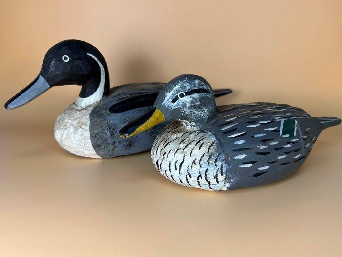 Lokeend - Set van 2 vintage lokeenden (2) - Hout, Antiquités & Art, Curiosités & Brocante