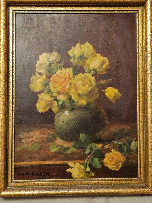 Henry Kokken (1860-1941) - Stilleven Vaas met Bloemen, Antiek en Kunst, Kunst | Schilderijen | Klassiek
