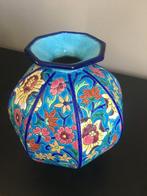 Émaux de Longwy - Vase boule octogonale en emaux de Longwy