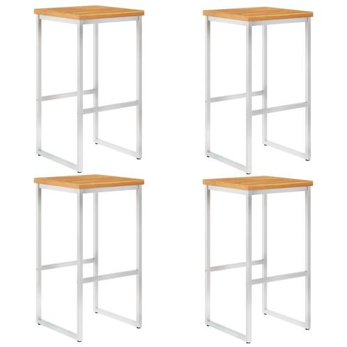 vidaXL Barstoelen 4 st massief acaciahout en roestvrij staal, Tuin en Terras, Tuinstoelen, Nieuw, Verzenden