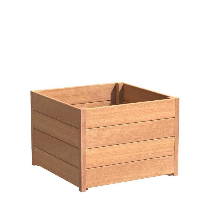 Hardhouten plantenbak Sevilla 80x80x57,4cm - Met bodem, Tuin en Terras, Bloembakken en Plantenbakken, 30 tot 60 cm, 60 tot 100 cm