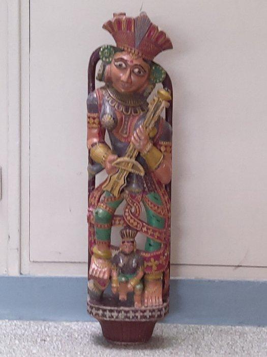 Godin van harmonie, uitgehouwen polychroom houten, Antiquités & Art, Art | Art non-occidental