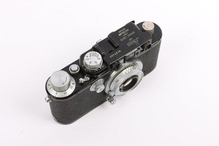 Leica II d black camera with a nickel Elmar 50mm f/3.5, Verzamelen, Foto-apparatuur en Filmapparatuur