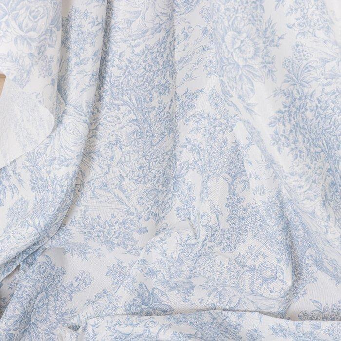 BA076 - Tessuto Toile de Jouy Azzurro – 2,8 x 2,5 m -, Antiquités & Art, Tapis & Textile