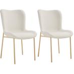 tectake Gestoffeerde stoel Tessa - Bouclé wit/goud, Set van, Verzenden, Nieuw