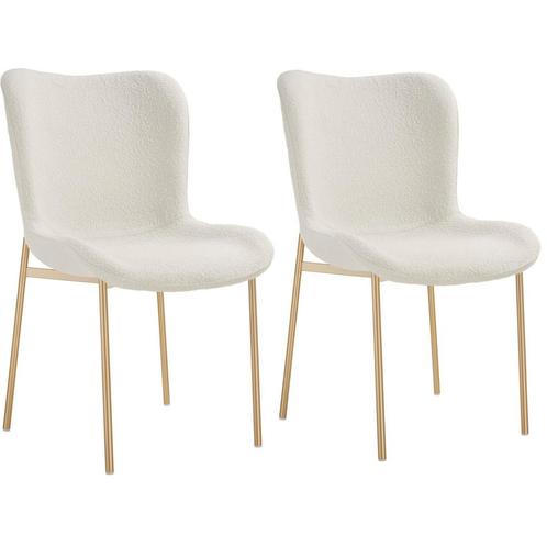 tectake Gestoffeerde stoel Tessa - Bouclé wit/goud, Set van, Huis en Inrichting, Stoelen, Verzenden